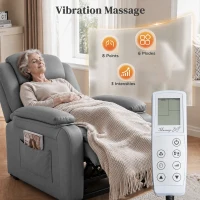 HOMCOM Riser and Recliner Chair with Massage, PU Leather Power Electric Lift Chair for Elderly with High Back, Grey(m-5)