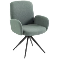 HOMCOM Swivel Accent Chair, Upholstered Linen-Look Armchair with Curved Backrest, Wrapped Armrests for Living Room, Light Green(m-1)