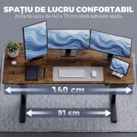HOMCOM Birou Electric Reglabil pe Înălțime, Maro Rustic(m-6)