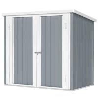 Outsunny Metall Gerätehaus 1,1 m², Geräteschuppen mit Pultdach Abschließbarer Doppeltüren, 147 x 86 x 134 cm(m-10)