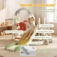 AIYAPLAY Toddler Slide and Swing Set, 6-in-1 Children Activity Centre Playground with Adjustable Swing Seat, Ladder, Cream(m-5)