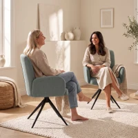 HOMCOM Swivel Accent Chair, Upholstered Linen-Look Armchair with Curved Backrest, Wrapped Armrests for Living Room, Light Green(m-9)