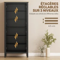 HOMCOM Buffet cuisine, meuble cuisine rangement haut avec LED réglable et détecteur de mouvement, 80 x 40 x 176,5 cm, noir(m-6)