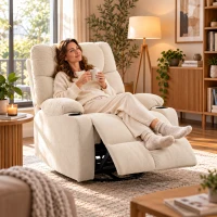 HOMCOM relaxfauteuil met voetensteun 360° draaibaar, 88 x 96 x 108 cm, Beige(m-2)