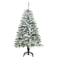HOMCOM Künstlicher Weihnachtsbaum, Schnee-Effekt, flammenhemmend, Scharnierkonstruktion, Grün/Weiß(m-12)