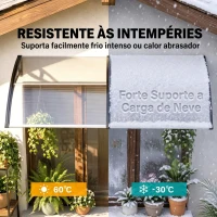 Outsunny Marquise de Proteção 200x96 cm Marquise Exterior para Portas e Janelas contra o Sol e Chuva com Suporte de PP Policarbonato Transparente(m-6)