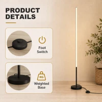 HOMCOM Lot de 2 Lampadaires d'Angle LED 1450lm Lampe d'Angle Dimmable 150cm 3 Niveaux de Luminosité Interrupteur au Pied Noir(m-8)