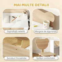 AIYAPLAY Set birou pentru copii cu sertar și scaun cu spătar ursuleț, 3-8 ani, culoare lemn(m-6)