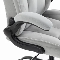 HOMCOM Chaise Bureau Ergonomique en Tissu Flanelle, Hauteur Réglable, Bascule, Accoudoirs Relevables, 66x77x122cm, Gris Clair(m-14)
