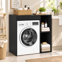 HOMCOM Meuble machine à laver, armoire machine a laver et sèche-linge avec 2 compartiments ouverts, 96 x 60 x 90,5 cm, noir(m-15)