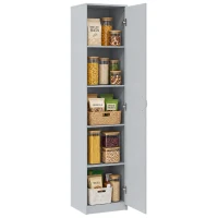 HOMCOM Küchenschrank, 5-Ebenen-Aufbewahrungsschrank, verstellbare Regale, für Wohnzimmer, Küche, Vorratskammer, Holz, Grau(m-11)