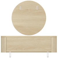 HOMCOM Coiffeuse Murale Moderne avec Miroir Rond et Tiroir Dissimulé, pour Chambre, Petit Espace, 60 x 38 x 18 cm, Chêne(m-10)