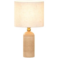 HOMCOM Vintage tafellamp E27 met stoffen kap en snoerschakelaar, 48 cm, beige(m-15)