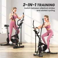 SPORTNOW 2 in 1 Elliptical Cross Trainer for Home with Adjustable Resistance & Seat, Bluetooth App, LCD Monitor, Wheels(m-4)