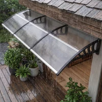 Outsunny Front Door Canopy, Outdoor Awning, 303 x 96cm Rain Shelter for Window, Porch and Front/Back Door, Clear(m-9)