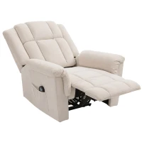 HOMCOM Cadeirão Relax Reclinável com 8 Pontos de Massagem e Calor Lombar, com Apoio para os Pés, Encosto Largo e Bolso Lateral, Bege(m-7)
