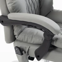 HOMCOM Fauteuil de Bureau Massant Vibrant et Chauffant, Chaise Bureau Ergonomique en PU, Dossier Inclinable, Appuie-Tête, Gris(m-12)
