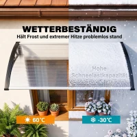 Outsunny Vordach für Haustür/Fenster, wetterfest, transparent, Aluminium-Verbindungstangen/Polycarbonat, 110 x 60 x 18 cm(m-6)
