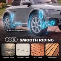 AIYAPLAY 12V Audi TT RS Licensed Electric Car, Electric Ride On Toy with Remote Control, Dual Motors, 4-Wheel Suspension, Grey(m-7)