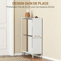 HOMCOM Meuble à Chaussures 12 Paires, Armoire à Chaussures, 2 Tiroirs Rabattables, Portes Miroirs, Blanc(m-7)