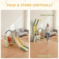AIYAPLAY Toddler Slide and Swing Set, 6-in-1 Children Activity Centre Playground with Adjustable Swing Seat, Ladder, Cream(m-7)
