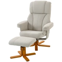 HOMCOM Fauteuil relax avec repose-pied, fauteuil de relaxation, dossier inclinable, assise rembourrée, 79x80x104cm, crème(m-1)