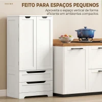 HOMCOM Armário Despenseiro de Cozinha com Prateleiras nas Portas e 2 Gavetas Móvel Auxiliar 58x38x120 cm Branco(m-5)