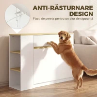 HOMCOM Credență de bucătărie cu 2 uși, raft reglabil, 2 sertare și 3 compartimente deschise, 110 x 29,5 x 82 cm, alb(m-6)