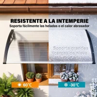Outsunny Marquesina para Puertas y Ventanas 110x60 cm con Paneles de Policarbonato Regleta de Aluminio Transparente(m-6)