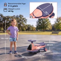 AIYAPLAY 12V Electric Wiggle Car, 2-In-1 Kids Ride On Toy with 2 Speeds, Soft Start, PU Wheels, RGB Lights, Up to 60 kg, Pink(m-3)