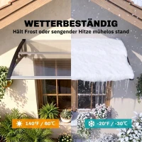Outsunny Vordach für Haustür/Fenster, wetterfest, transparent, Aluminium-Verbindungstangen/Polycarbonat, 103x96,5x27cm, Schwarz(m-6)