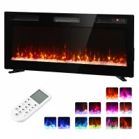 HOMCOM Șemineu electric 102 cm, încastrabil/perete/podea, 900/1800W, telecomandă, timer, negru(m-12)