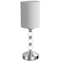 HOMCOM Bedside Lamp, Modern Crystal Decoration Table Lamp w/ PVC shade, USB A+C Charging Ports, Bulb Not Included, Silver Tone(m-1)