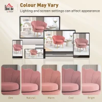 HOMCOM Poltrona de Sala Estofada em Veludo com Encosto em Forma de Concha e Pernas Douradas 76x67x74 cm Rosa(m-9)