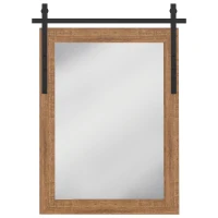 HOMCOM Rechteckiger Wandspiegel dekorativ für Wohnzimmer Hängespiegel 86,5 x 61 cm Hellbraun(m-12)