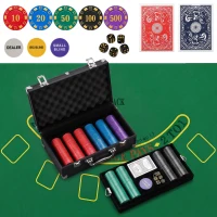 SPORTNOW Mallette de Poker 500 Jetons 5 Valeurs, 2 Jeux de Cartes, Tapis de Jeu, Bouton Dealer, Blind, Alu, 31x17x11,5cm, Noir(m-17)