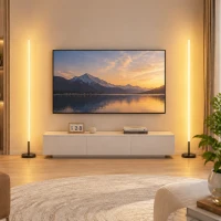 HOMCOM 2er-Set Eck-Stehlampen LED 1450lm Dimmbare Ecklampe 150cm 3 Helligkeitsstufen Fußschalter Schwarz(m-2)