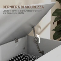 HOMCOM Cassapanca Contenitore da Interno 96L con Cerniere di Sicurezza, Baule Contenitore per Soggiorno e Ingresso, 80x40x45 cm, Bianco Effetto Legno(m-5)