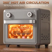 HOMCOM 10L Air Fryer Oven, Mini Oven, Grill, Roast, Bake, with Adjustable Temperature, Timer, 1000W, Grey(m-7)