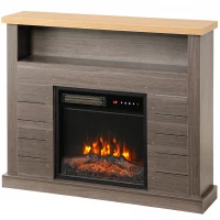 HOMCOM Electric Fireplace Suite, 1800W Electric Fire and Surround with LED Flame, Remote, Thermostat Overheat Protection(m-1)