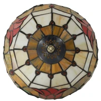 HOMCOM Tiffany Stained Glass Table Lamp, Handcrafted Artisan Lamp, Red, Ø25 x 45H cm, Zinc Alloy(m-11)