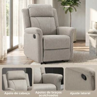 HOMCOM Poltrona Relax Reclinável até 135º com Apoio para os Pés Encosto Alto 78x96x102 cm Cinza(m-5)