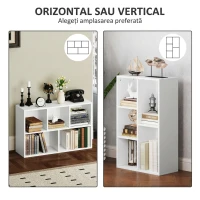 HOMCOM Bibliotecă cu 5 compartimente deschise, design modern, pentru living, dormitor, birou, 50x24x80 cm, alb(m-5)