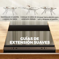 HOMCOM Mesa de Comedor Extensible 4-6 Personas Mesa de Cocina 130-170x80x76 cm Roble y Negro(m-5)