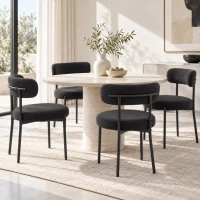 HOMCOM Lot de 4 chaises de salle à manger avec dossier en tissu pieds en acier 51 x 51 x 76 cm noir(m-9)