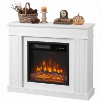HOMCOM Șemineu Electric de Pardoseală/Încastrat cu Ramă pentru TV 38", 1800W, Efect de Flacără 3D, Funcție Memorie, Alb(m-12)