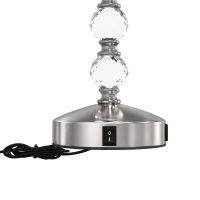 HOMCOM Bedside Lamp, Modern Crystal Decoration Table Lamp w/ PVC shade, USB A+C Charging Ports, Bulb Not Included, Silver Tone(m-9)
