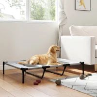 PawHut Cama Elevada para Cães Grandes com Malha Respirável e Saco 122x92x23 cm Preta(m-2)