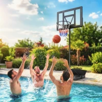 SPORTNOW Panier de Basket Extérieur Portable, Hauteur Réglable 1,35-3,05 m avec Manivelle, Base Stable, Panneau Incassable, Noir(m-16)