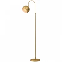 HOMCOM Moderne Stehlampe 40W E27, höhenverstellbar, schwenkbarer Schirm, Fußschalter, Gold(m-8)